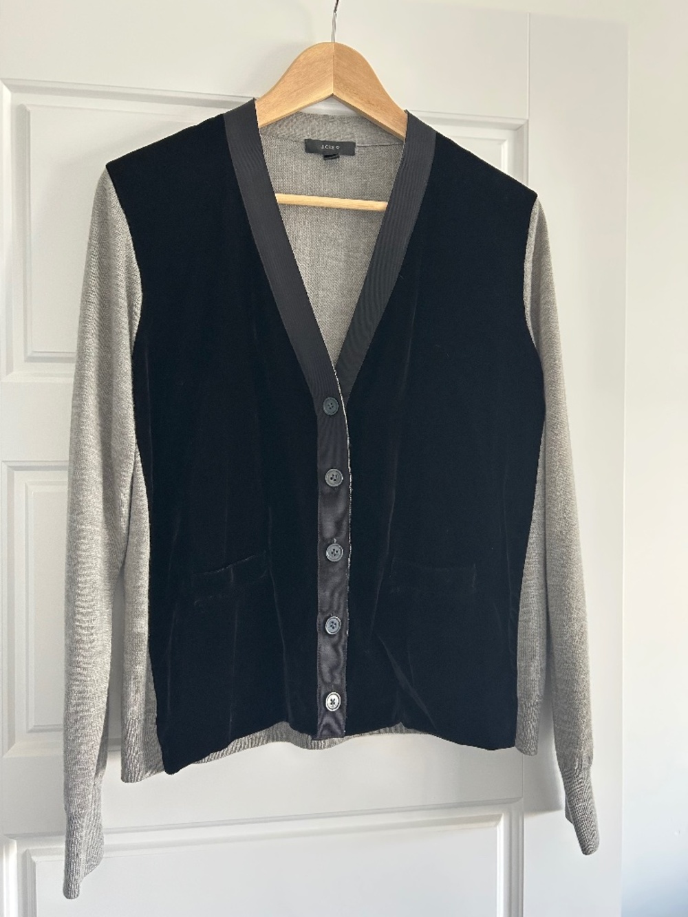 J Crew merino and velvet cardigan